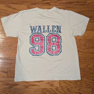 Morgan Wallen 98 Graphic Tee - Tan with Red & Blue - Medium - Concert Merch